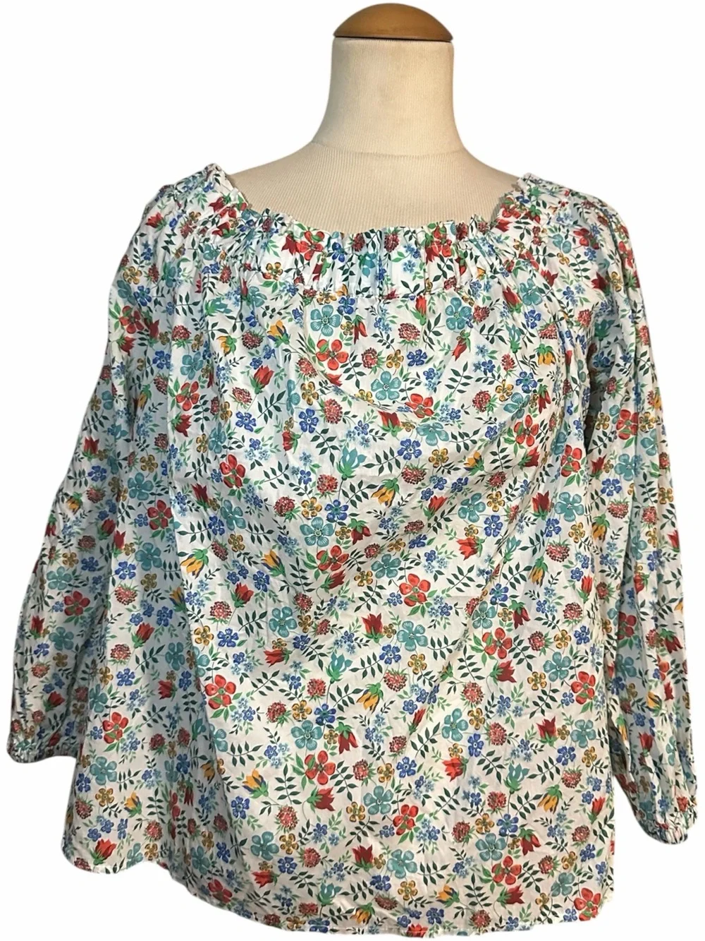 Liberty Art x J.Crew Edenham Floral Off Shoulder Blouse NWT Green White Size 14